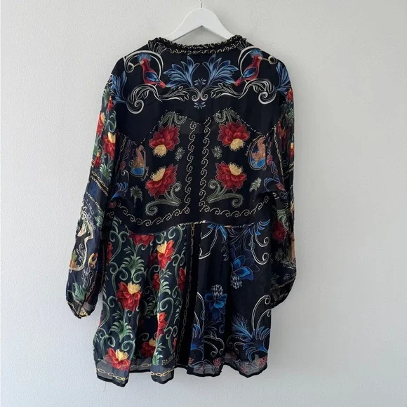 black mixed arabesque scarves long sleeve mini dress Black Martina Scarf Long Sleeve Wrap Mini Dress – Hemline Birmingham